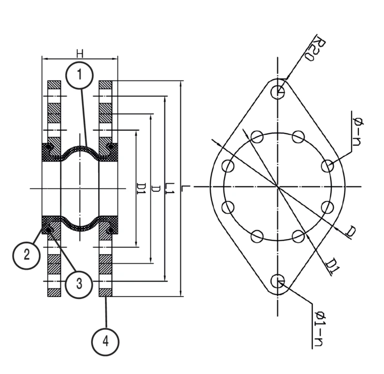 Flowbel Tied Flanged Flexible Connector, Diagram